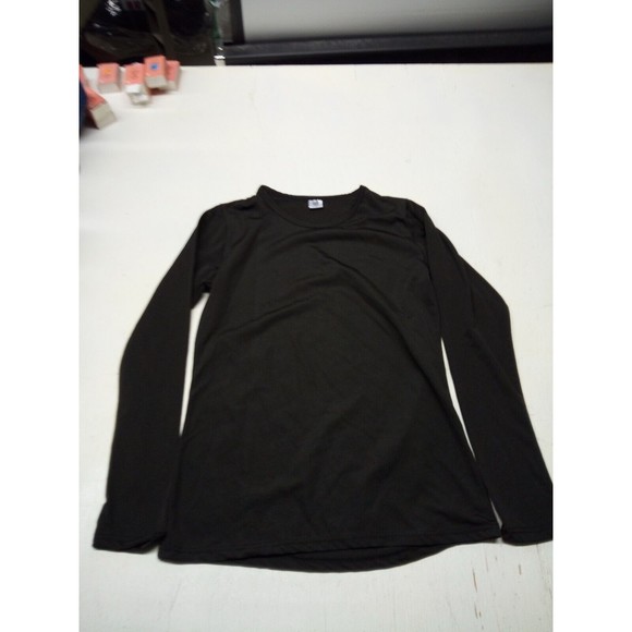 GOLD MEDAL INTERNATIONAL Black KNIT Long Sleeve BASE LAYER T-Shirt Sz Medium - Picture 1 of 5